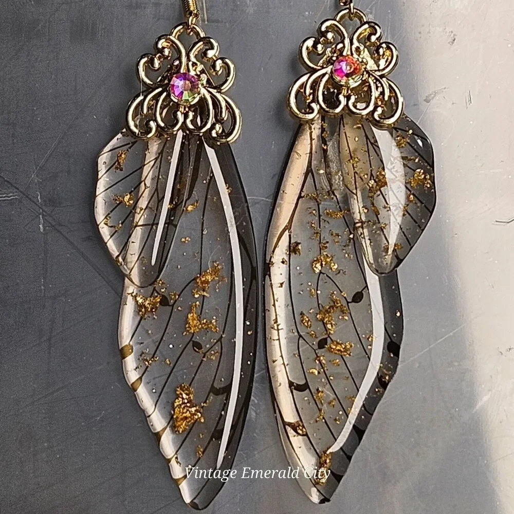 Fairy Butterfly Wings Handmade Earrings Fantasy Nature Magical Insect Witch Bug